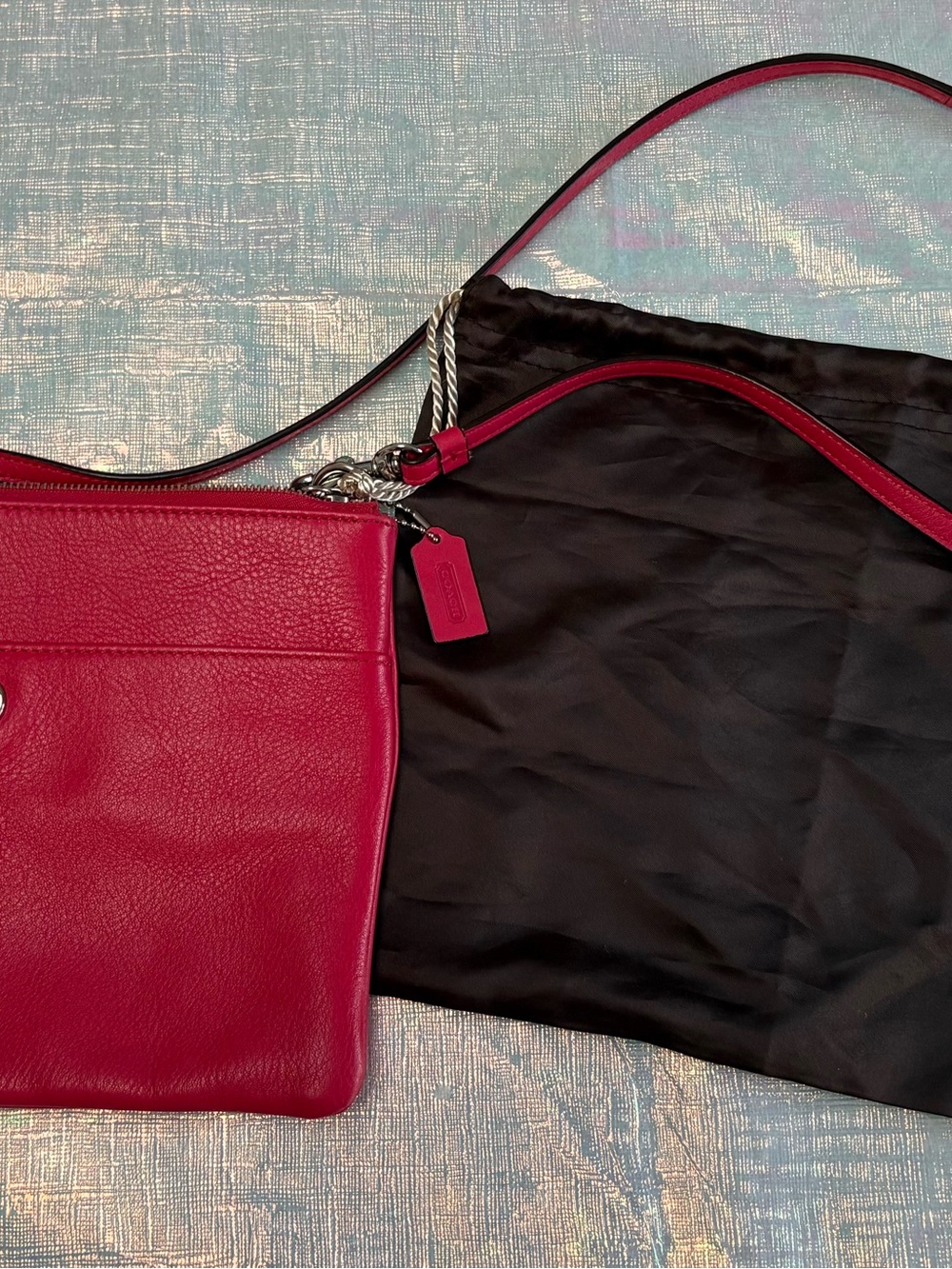 Authentic Coach Fuchsia Leather Crossbody with Silver Hardware